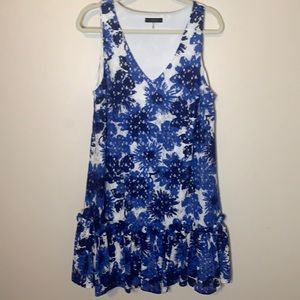Trina Turk Blue Flower Sheath Lace Dress
